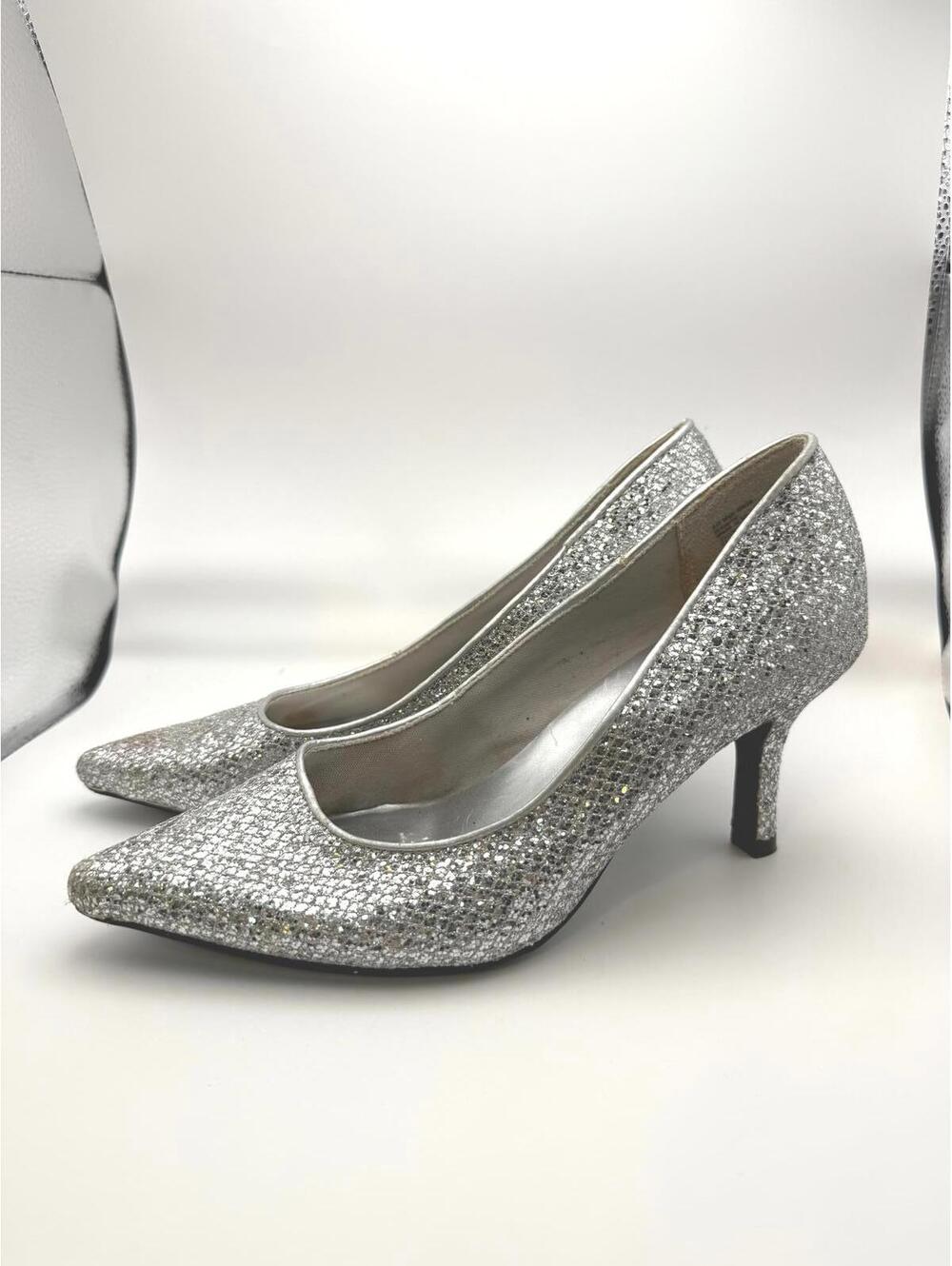 Silver Glitter Women's High Heel Pumps Fioni Night Size 6